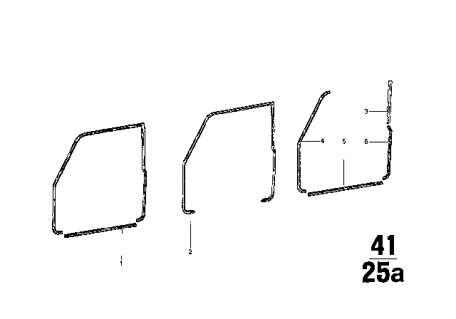 1969 BMW 1602 Door Weatherstrip Diagram