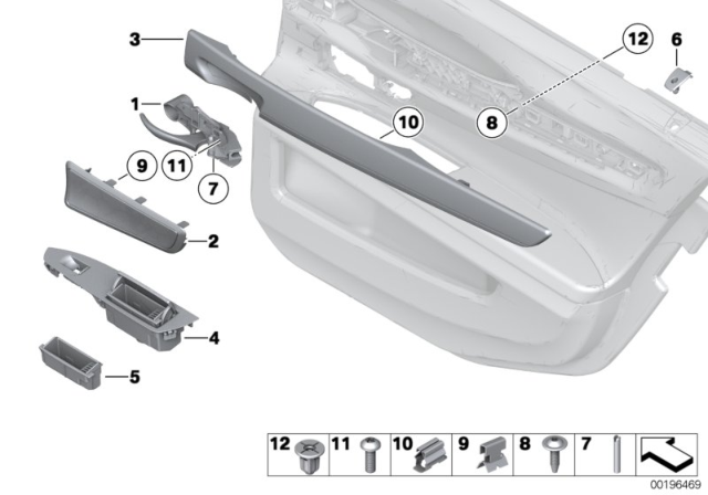 2012 BMW 750Li Mounting Parts, Door Trim Panel Diagram