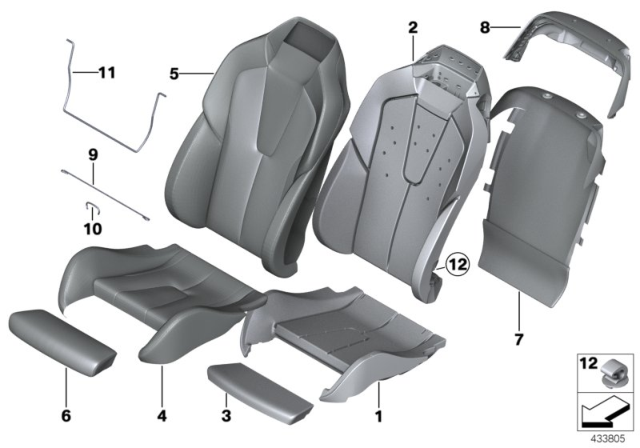 2016 BMW M6 Seat, Front, Cushion & Cover Diagram