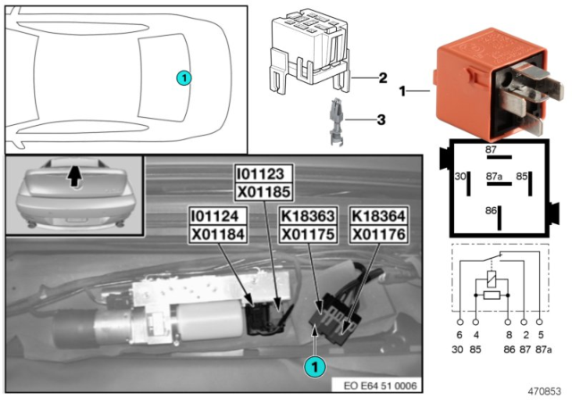 2006 BMW M6 Relay, Soft Top Diagram 1