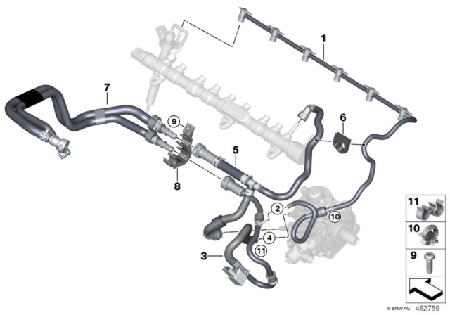 2018 BMW 540d xDrive FUEL SUPPLY LINE WITH SENSOR Diagram for 13538591722