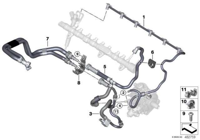 2018 BMW 540d xDrive FUEL RETURN LINE Diagram for 13538591726