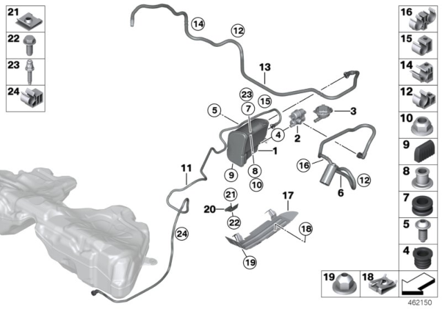 2015 BMW 640i Activated Charcoal Filter / Fuel Ventilate Diagram