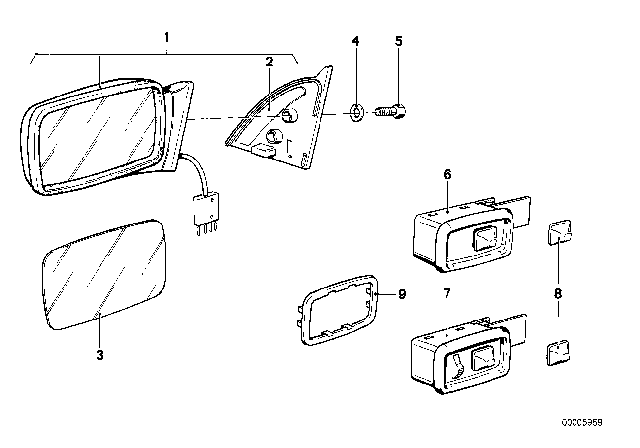 1981 BMW 528i Electrical Exterior Mirror Diagram 2