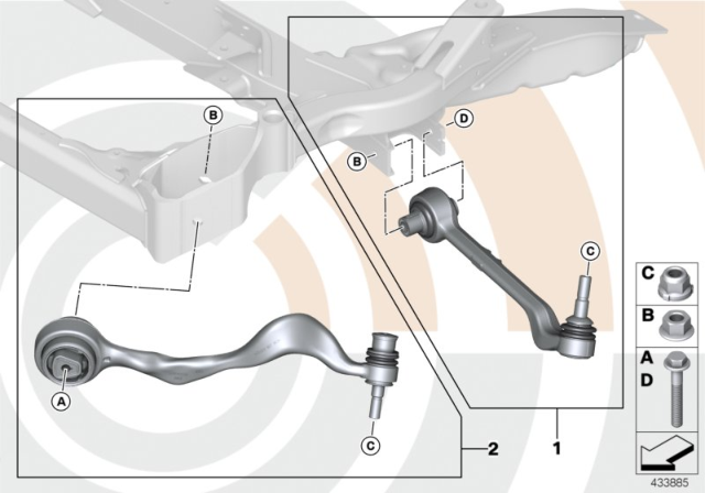 2008 BMW 328i Repair Kit, Trailing Links And Wishbones Diagram