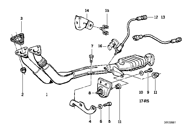 1984 BMW 325e Catalytic Converter Exhaust Pipe Diagram for 11761711822
