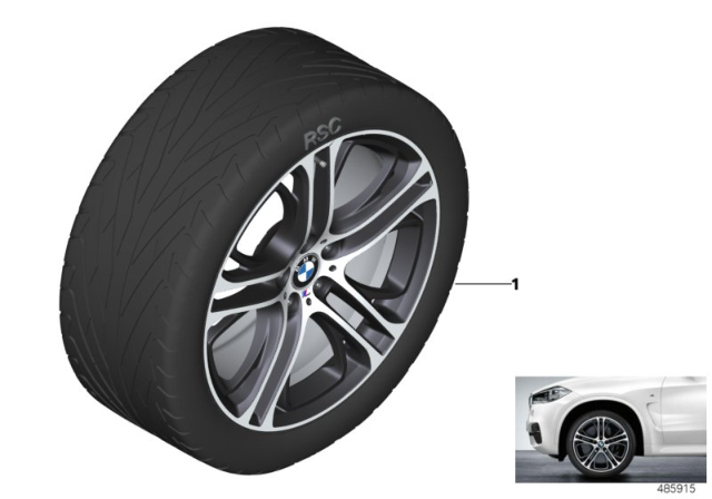 2019 BMW X6 BMW LA Wheel M Performance Double Spoke Diagram 1