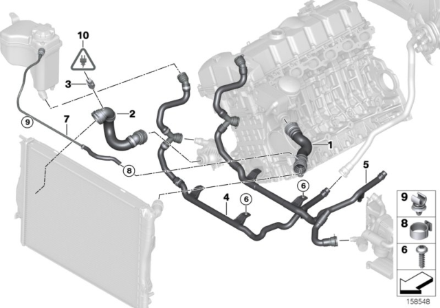 2009 BMW 328i xDrive Cooling System - Water Hoses Diagram 1