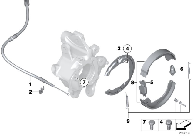 2014 BMW 750Li xDrive Parking Brake / Brake Shoes Diagram