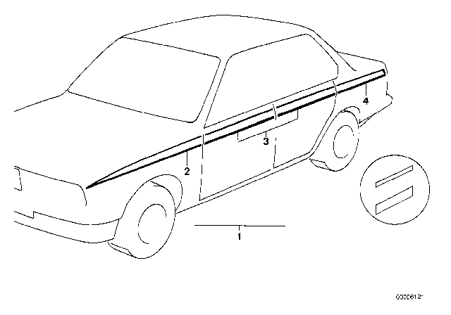 1988 BMW 528e Ornamental Strips Diagram 1