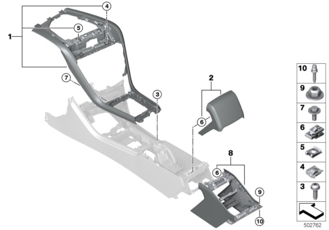 2020 BMW M8 CONSOLE, MIKO REAR, BLACK Diagram for 51166996380