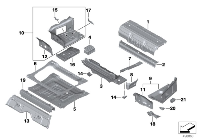 2018 BMW 530e Mounting Parts For Trunk Floor Panel Diagram