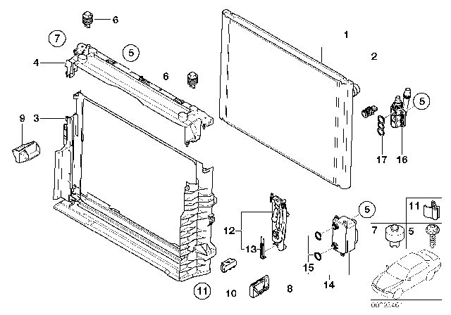 2005 BMW 760Li Radiator Diagram for 17117585439