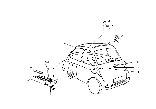 1957 BMW Isetta Emblem "300" Old Version Diagram for 51140035111