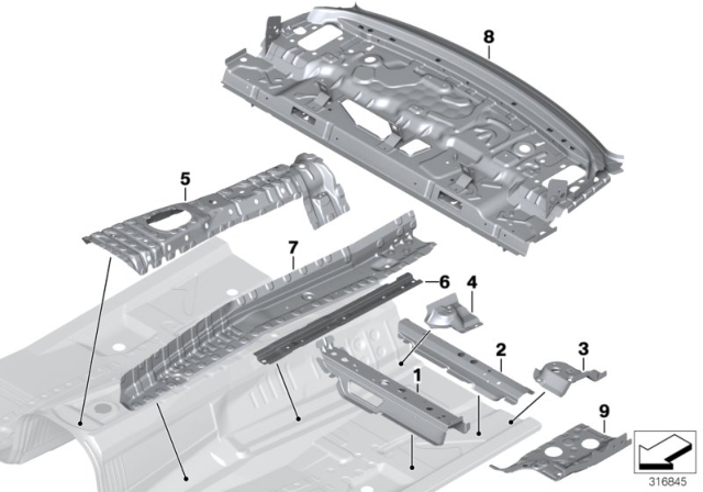 2016 BMW M4 Partition Trunk / Floor Parts Diagram