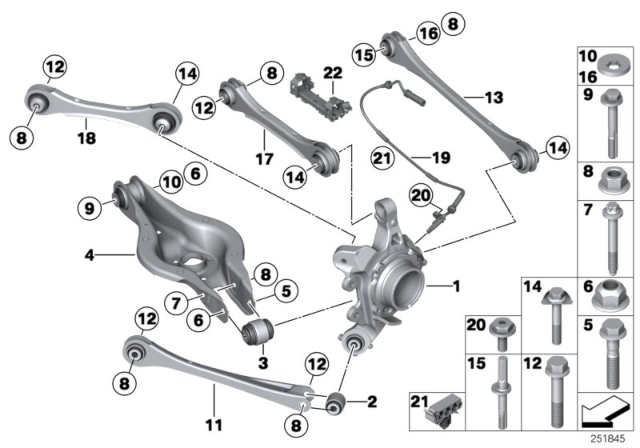 2015 BMW M235i Rear Axle Support / Wheel Suspension Diagram