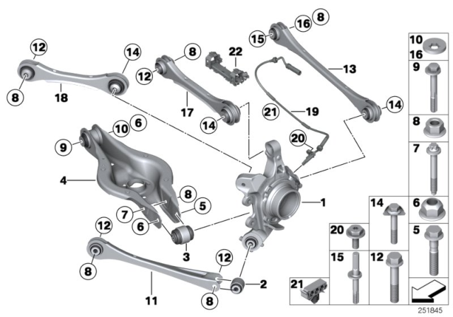 2015 BMW 228i xDrive Rear Axle Support / Wheel Suspension Diagram