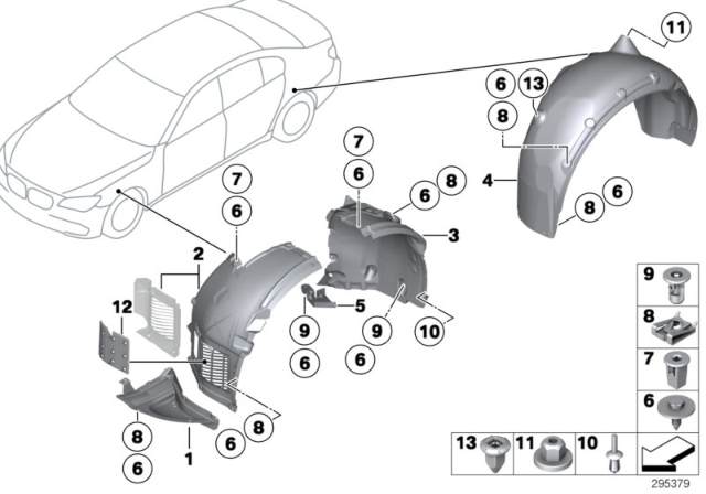 2013 BMW 740i Wheel Arch Trim Diagram