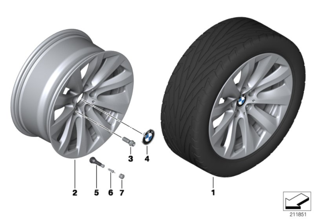 2013 BMW 740Li Disc Wheel, Light Alloy, Front Left Diagram for 36116793143