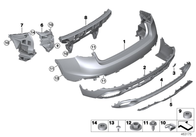 2015 BMW X6 Trim Panel, Bumper, Rear, Bottom Diagram for 51127414308