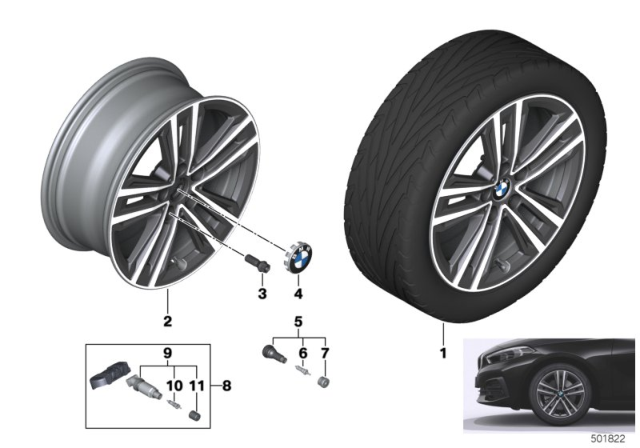 2020 BMW 228i xDrive Gran Coupe DISK WHEEL, LIGHT ALLOY, IN Diagram for 36116884022