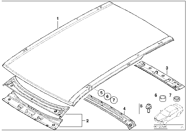 2005 BMW X5 Roof Bow Diagram for 41238262666