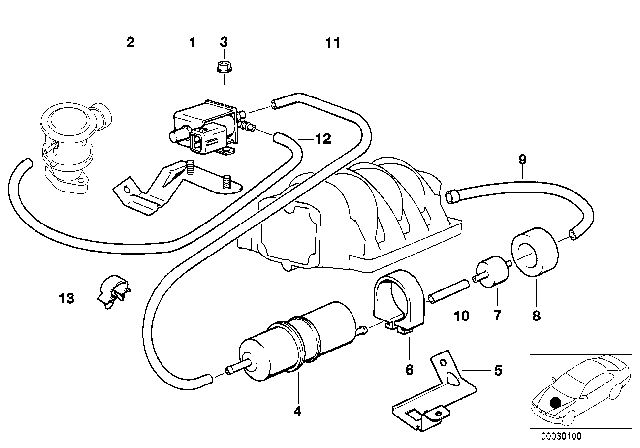 1999 BMW 740iL Air Pump For Vacuum Control Diagram