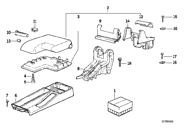 1999 BMW M3 Armrest, Front Diagram