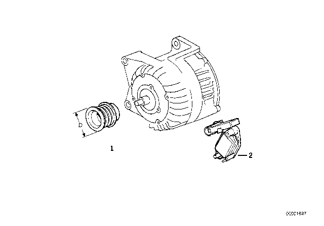 1993 BMW 318i Alternator, Individual Parts Diagram 2