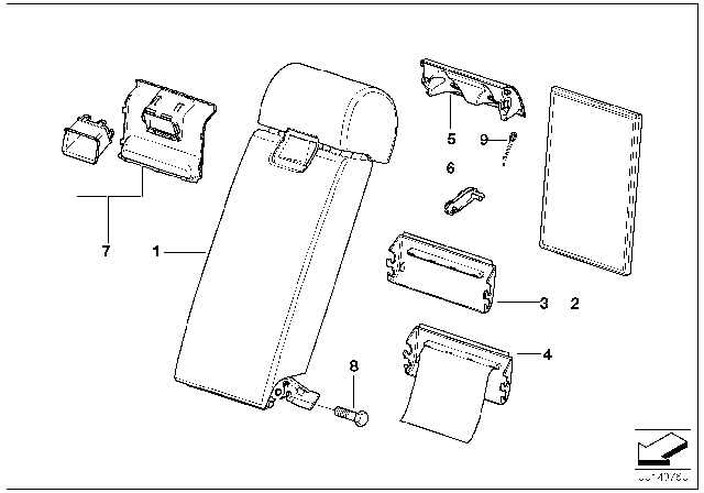 2001 BMW 325xi Seat, Rear, Centre Armrest Diagram