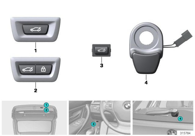 2015 BMW 428i Switch, Rear - Lid Center lock Diagram