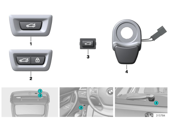 2016 BMW 328i Switch, Rear - Lid Center lock Diagram