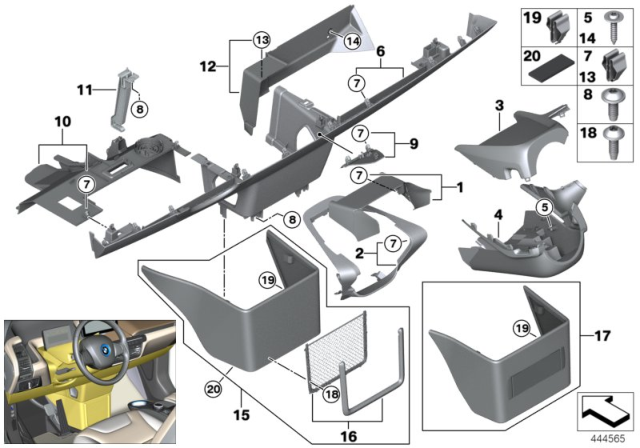 2014 BMW i3 Mounting Parts, Instrument Panel Diagram 1