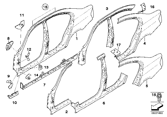 2006 BMW 325i Side Frame Diagram