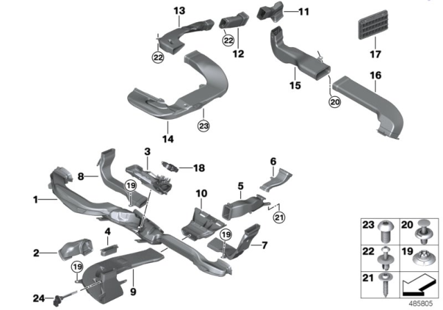 2019 BMW M760i xDrive AIR DUCT, RIGHT FOOTWELL Diagram for 64229299476
