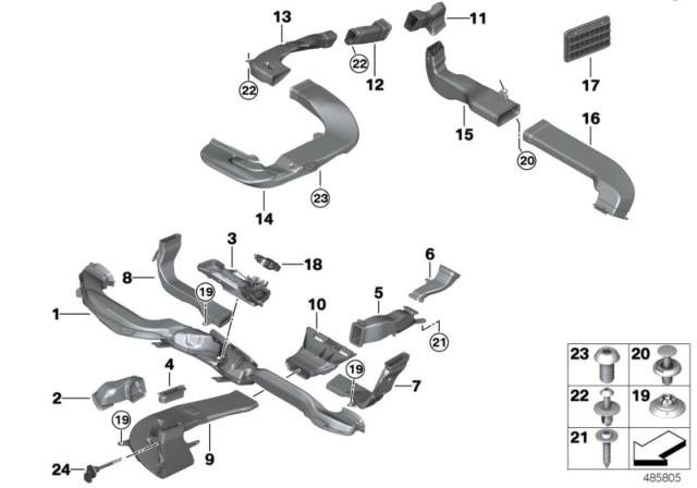 2019 BMW M760i xDrive Air Duct, B-Pillar, Inner Left Diagram for 51477343457