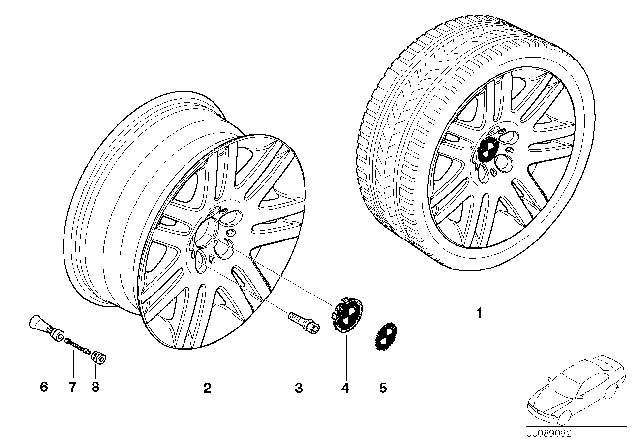 2002 BMW 745Li BMW LA Wheel, Double Spoke Diagram 1