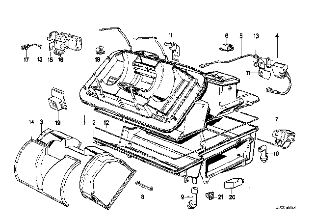 1986 BMW 325e Air Conditioning Unit Parts Diagram