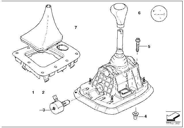 2002 BMW 325i Leather Gear Lever Cover Diagram for 25127507082