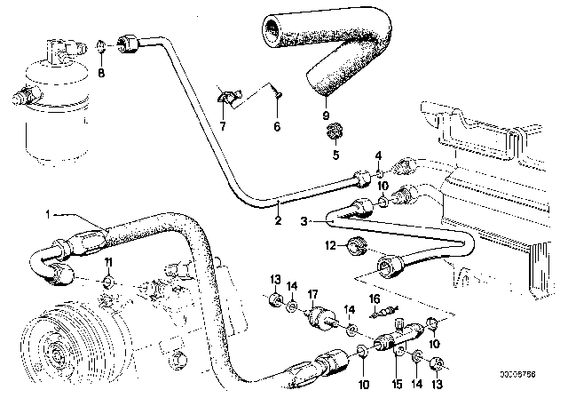 1982 BMW 633CSi Pipe Diagram for 64531356019