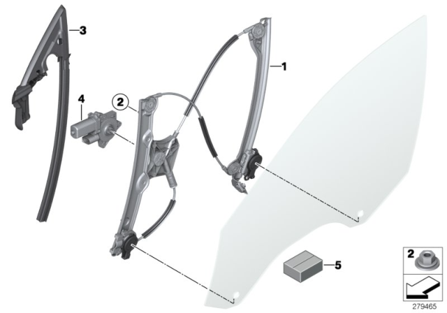 2019 BMW 650i Gran Coupe Door Window Lifting Mechanism Diagram 1