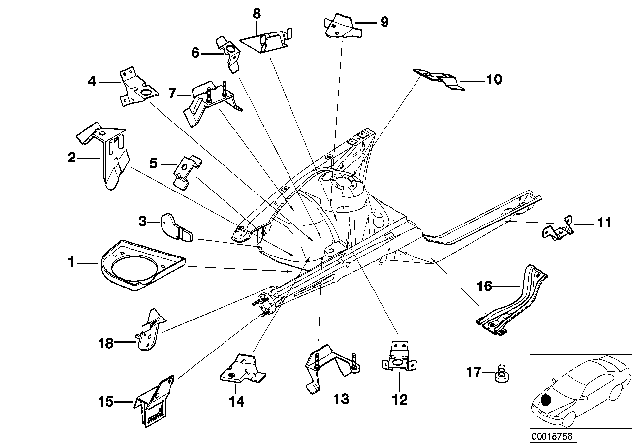 1995 BMW 750iL Front Body Bracket Diagram 2