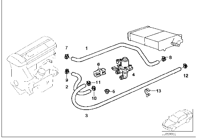 2001 BMW Z3 M Water Valve With Additional Water Pump Diagram for 64118369807
