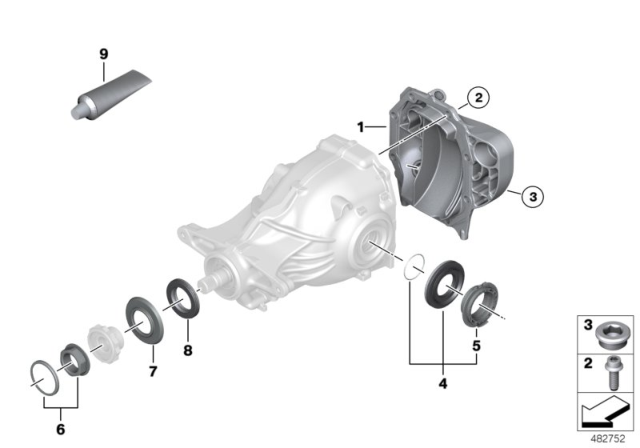 2020 BMW X5 Rear Axle Differential Separate Components Diagram 2