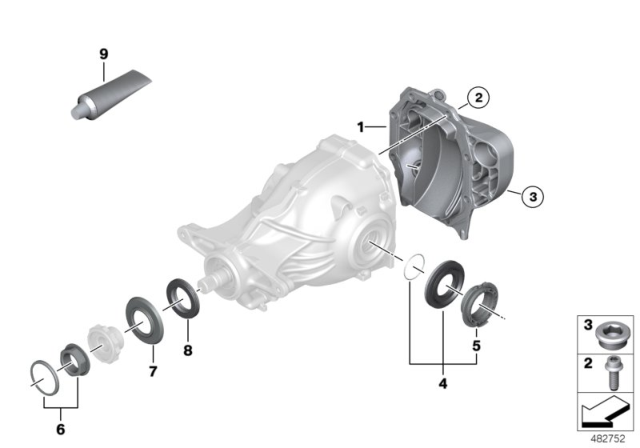 2016 BMW 740i Rear Axle Differential Separate Components Diagram