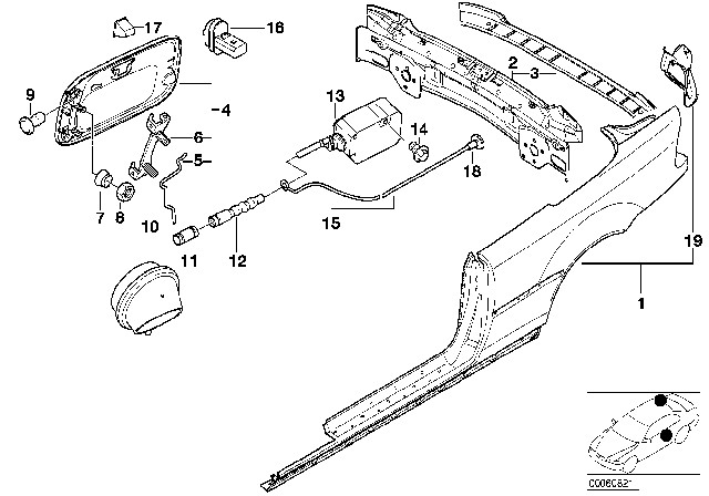 2003 BMW 330Ci Left Rear Side Panel Diagram for 41357029221