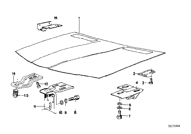 1982 BMW 633CSi Hood Diagram