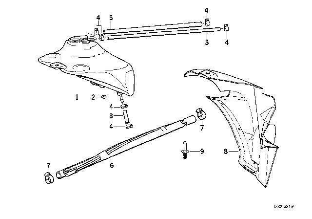 1995 BMW 318i Expansion Tank / Tubing Diagram