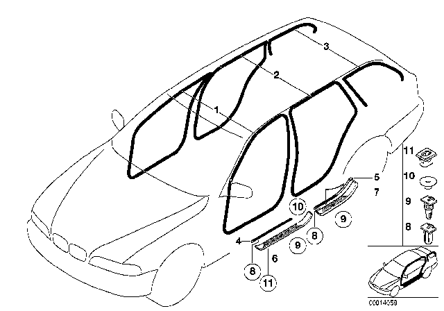 2002 BMW M5 Sill Strip, Rear Left Diagram for 51478204013