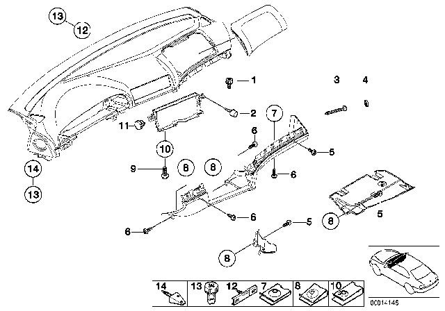 2002 BMW 525i Mounting Parts, Instrument Panel Diagram 3